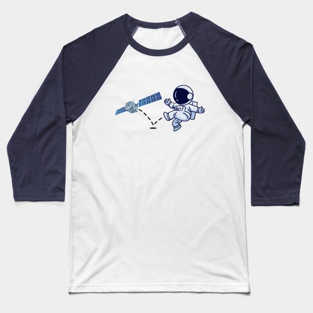 Astronaut plays Satellite Soccer Baseball T-Shirt by firstsapling@gmail.com